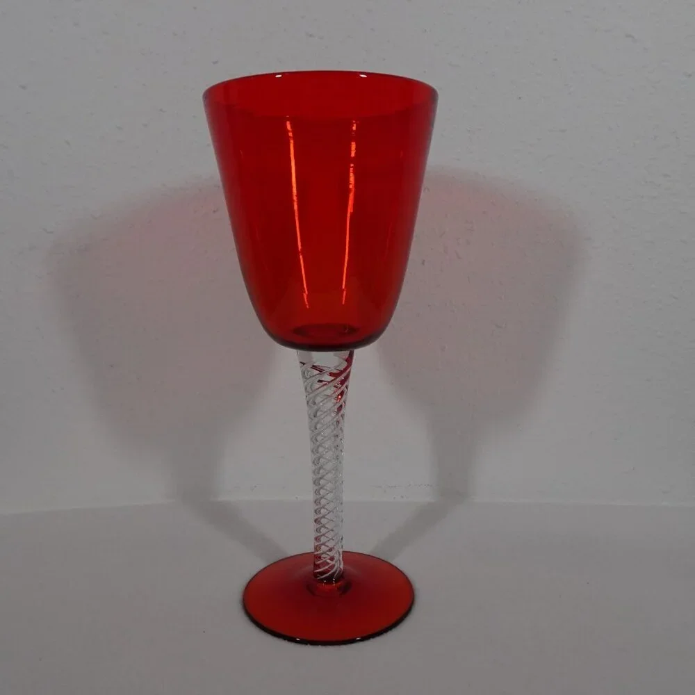 Blenko Vintage Air Twist Red Goblet Vase #489 Large 13